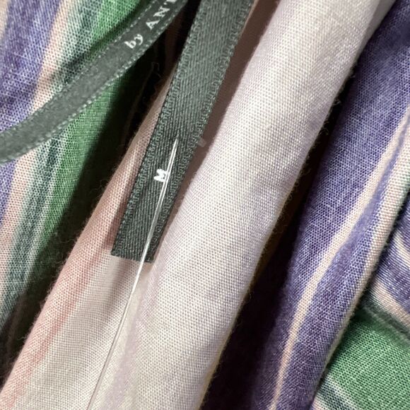 Anthropologie Tunic Top Womens Babydoll Striped Smocked Ruffled Sleeve size M - Picture 6 of 13